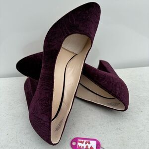 NINE WEST womens PURPLE 'SATIN BROCADE' CHUNK HEEL PUMP size 8,5